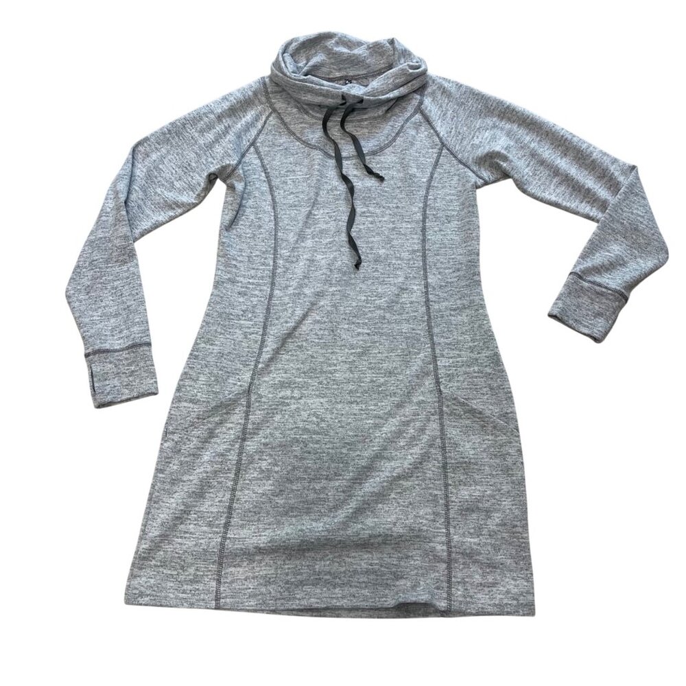 Kühl Lea Dress Heathered Gray‎ Women's Size Medium Stretch Cowl Neck Thumb Holes
